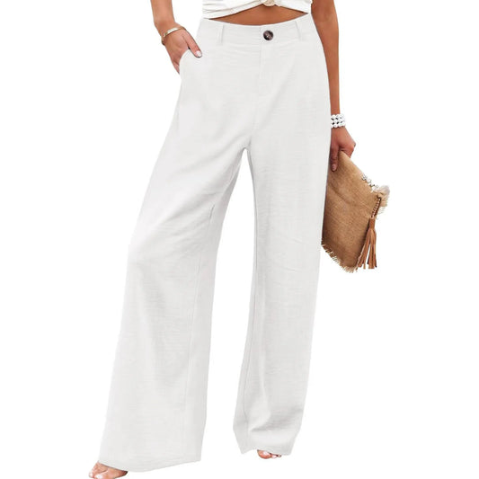UANEO Women'S Cotton Linen Wide Leg Pants Casual Button up High Waisted Trousers Loose Comfy Spring Summer Womenswear Summervibes Bohemian Bottoms Minimalist